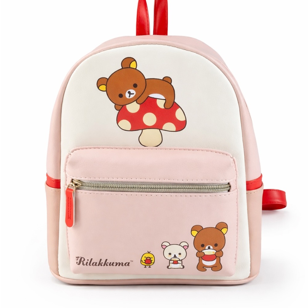 Rilakkuma Mini Backpack Cute Bear Mushroom Kawaii Pink Small Backpack New